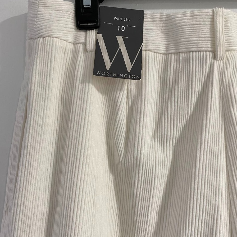 Worthington Women Wide Leg Sweatpants Casual Solid Color Corduroy Work Pants 10 - Picture 8 of 8